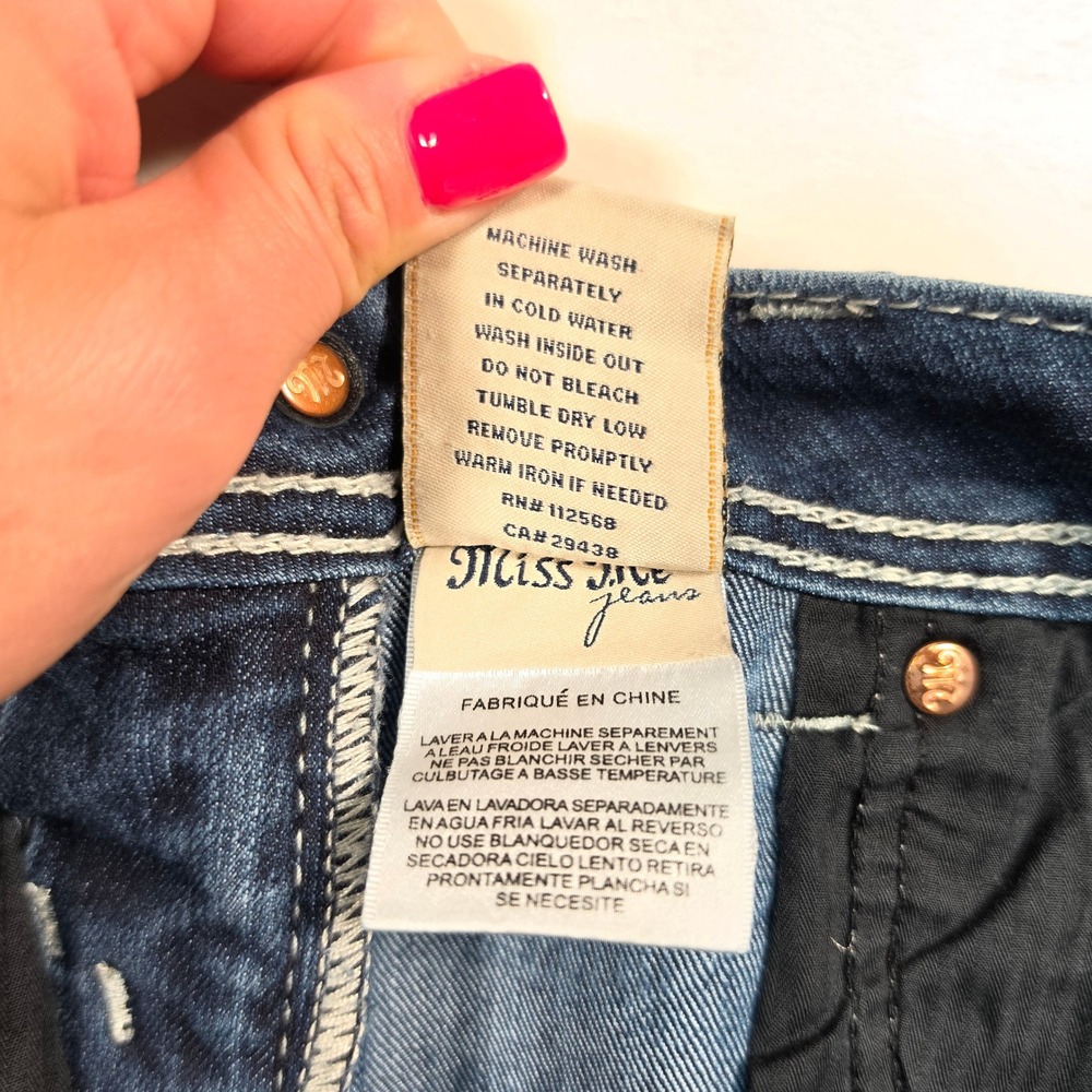 Miss Me Jeans Women's 25 Easy Boot Cut Low Rise Dark Wash Embellished Flare - Picture 12 of 16